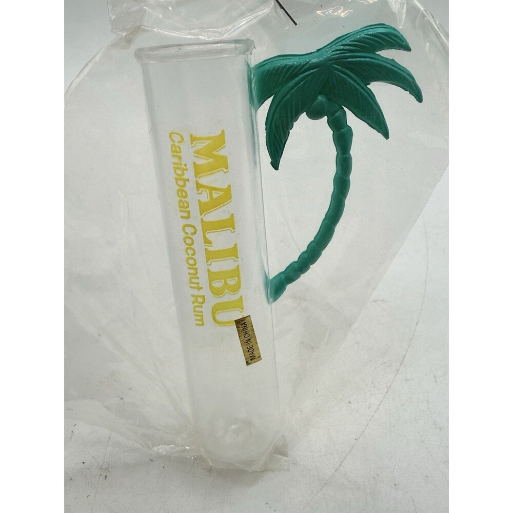 VTG 90s Malibu Caribbean Coconut Rum Plastic Tube Shot Glass Palm Tree Sealed